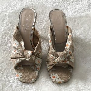 Jessica Simpson floral fabric mules